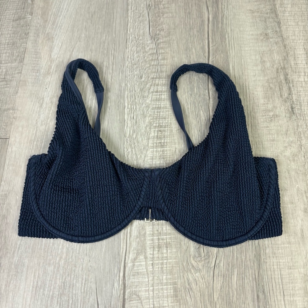 Abercrombie & Fitch Navy Textured Underwire Bikini Top